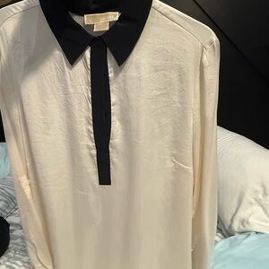 Michael Kors Cream Blouse with Black Collar